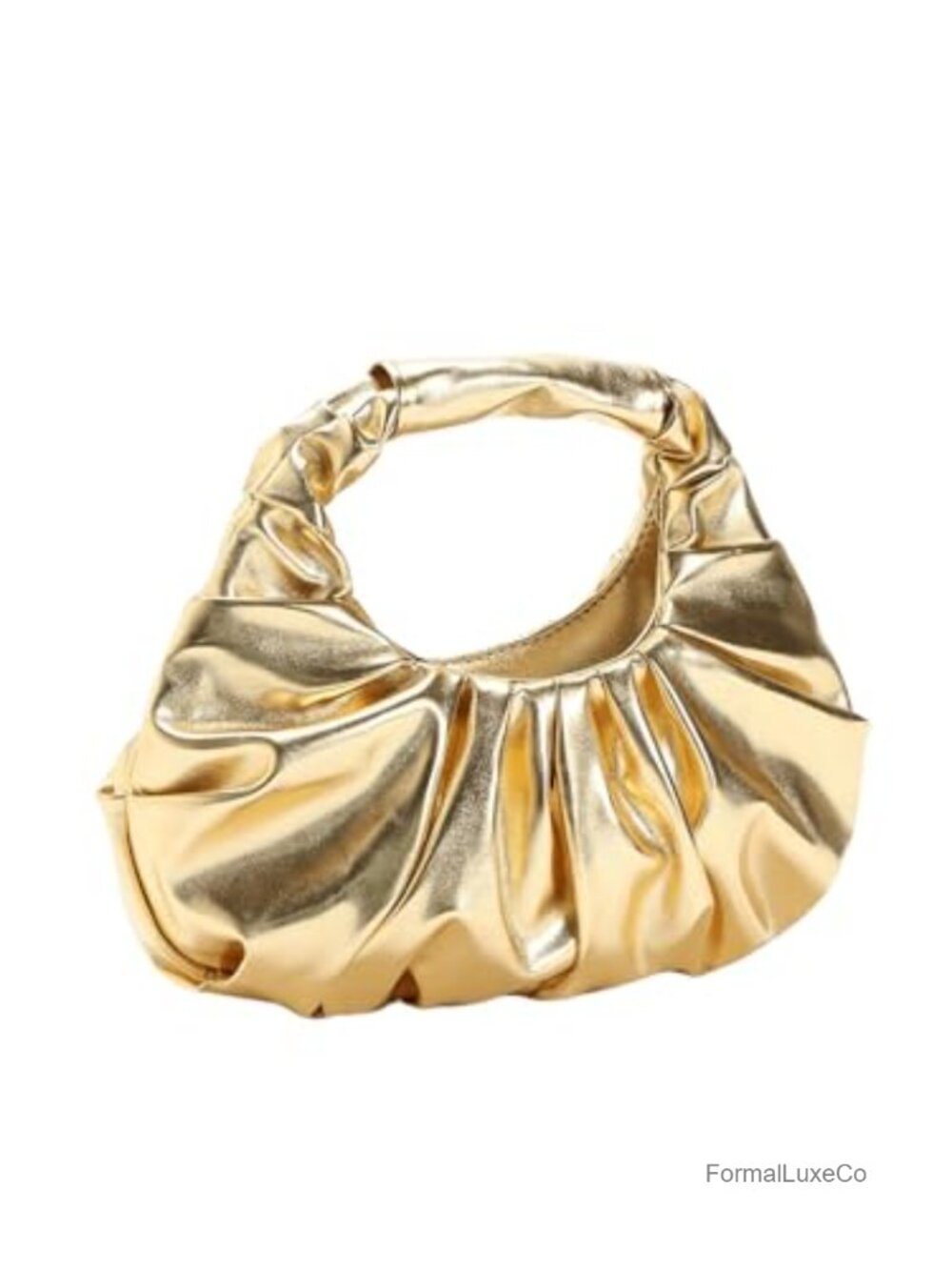 Pleated Metallic Clutch Evening Bag Women's Formal Party Purse